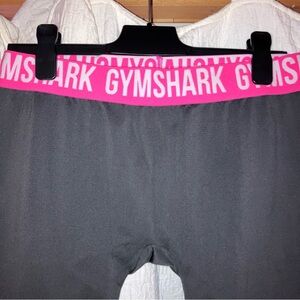 Gymshark Gray Leggings with Pink Waistband